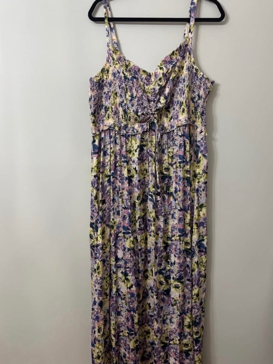 Addition Elle Dresses & Skirts - Addition Elle Floral Shirred Maxi Dress in Purple and Yellow